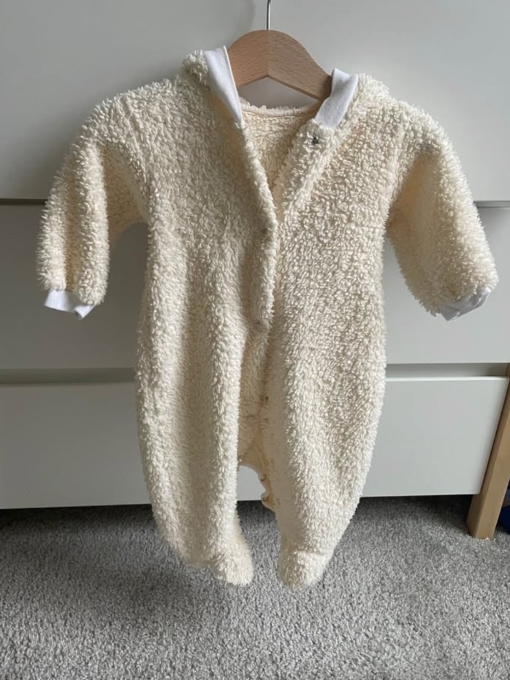 Yellow Sherpa Baby Overall – 0–3 Months (Warm & Cozy)